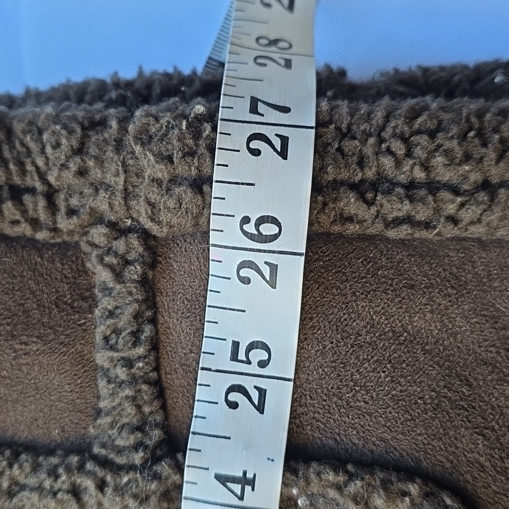 L. L. Bean Girls Faux Brown Suede Hooded Jacket Sherpa Lining Trim  L/14-16 READ - Picture 13 of 13